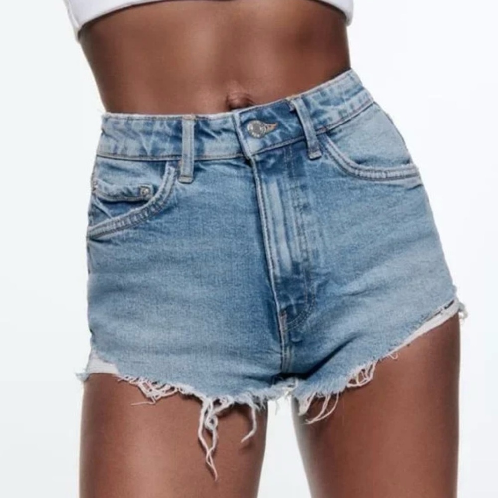 High-Waisted Blue Denim Shorts